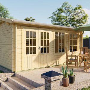 Blokhut - - Blokhut - Tuinhuis Aiste | 40 mm | vuren grijs geïmpregneerd