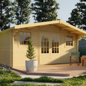 Blokhut - - Blokhut - Tuinhuis Karen | 40 mm | grijs geïmpregneerd