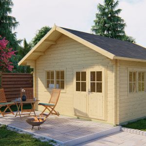 Blokhut - - Blokhut - Tuinhuis Llanes | 44 mm | groen geïmpregneerd