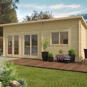 Blokhut - - Blokhut - Tuinhuis Moderna | 44 mm | grijs geïmpregneerd