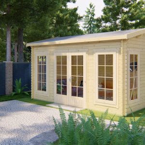 Blokhut - - Blokhut - Tuinhuis Arne | 28 mm | vuren honinggeel geïmpregneerd