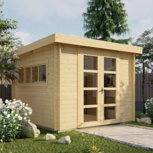 Blokhut - - Blokhut - Tuinhuis Bodine | 28 mm | vuren bruin geïmpregneerd