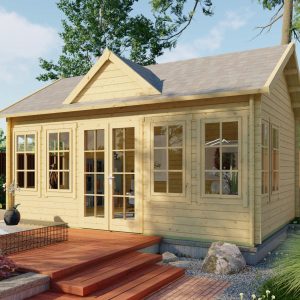 Blokhut - - Blokhut - Tuinhuis Clockhouse | 44 mm | vuren grijs geïmpregneerd