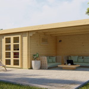 Blokhut - - Blokhut - Tuinhuis Diederick | 28 mm | vuren grijs geïmpregneerd