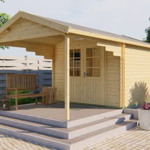 Blokhut - - Blokhut - Tuinhuis Georg | 28 mm | vuren honinggeel geïmpregneerd