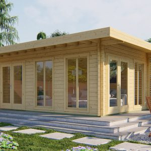 Blokhut - - Blokhut - Tuinhuis Hildegard | 44 mm | vuren grijs geïmpregneerd