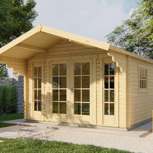 Blokhut - - Blokhut - Tuinhuis Inglund | 44 mm | vuren bruin geïmpregneerd