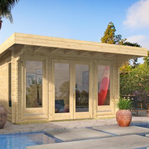 Blokhut - - Blokhut - Tuinhuis James | 44 mm | vuren grijs geïmpregneerd