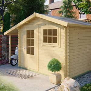 Blokhut - - Blokhut - Tuinhuis Lars | 28 mm | vuren groen geïmpregneerd