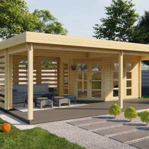 Blokhut - - Blokhut - Tuinhuis Oletha | 40 mm | vuren honinggeel geïmpregneerd