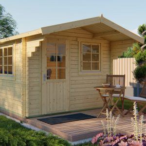 Blokhut - - Blokhut - Tuinhuis Riho | 40 mm | vuren grijs geïmpregneerd