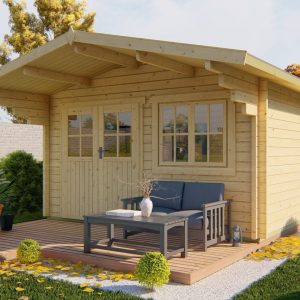 Blokhut - - Blokhut - Tuinhuis Stian | 58 mm | vuren honinggeel geïmpregneerd