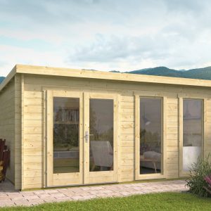 Blokhut - - Blokhut - Tuinhuis Annabel | 40 mm | vuren grijs geïmpregneerd