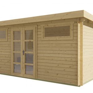 Blokhut - - Blokhut - Tuinhuis Zerja | 28 mm | groen geïmpregneerd