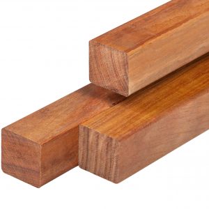 Azobé hardhout - Azobé hardhout paal 8,5 x 8,5 x 400 cm geschaafd, ongepunt, 4 ronde hoeken