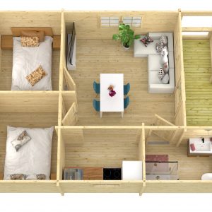 Blokhut - - Blokhut - Tuinhuis Kay | 70 mm | vuren honinggeel geïmpregneerd