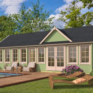 Blokhut - - Blokhut - Tuinhuis Big Lauren | 70 mm | vuren groen geïmpregneerd