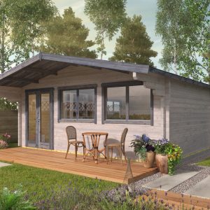 Blokhut - - Blokhut - Tuinhuis Ballyragget | 70 mm | vuren grijs geïmpregneerd