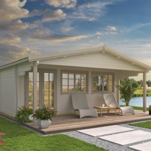 Blokhut - - Blokhut - Tuinhuis Jackson | 70 mm | groen geïmpregneerd