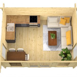 Blokhut - - Blokhut - Tuinhuis Mia | 70 mm | groen geïmpregneerd