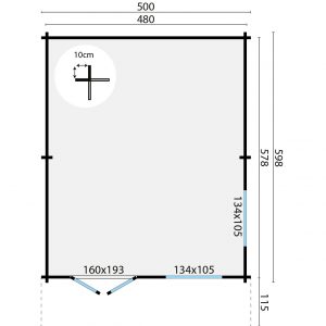 Blokhut - - Blokhut - Tuinhuis Niedersachsen | 70 mm | vuren groen geïmpregneerd