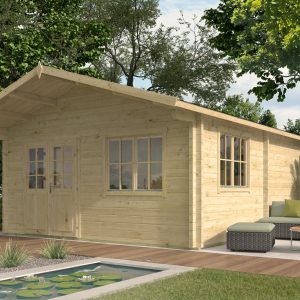 Blokhut - - Blokhut - Tuinhuis Niedersachsen | 70 mm | vuren grijs geïmpregneerd