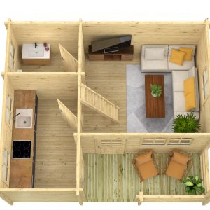 Blokhut - - Blokhut - Tuinhuis Edelweiss | 70 mm | vuren honinggeel geïmpregneerd