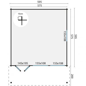 Blokhut - - Blokhut - Tuinhuis Rune | 70 mm | vuren grijs geïmpregneerd