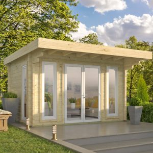 Blokhut - - Blokhut - Tuinhuis Whitegate | 70 mm | groen geïmpregneerd