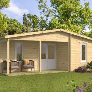 Blokhut - - Blokhut - Tuinhuis Ollie | 70 mm | vuren honinggeel geïmpregneerd