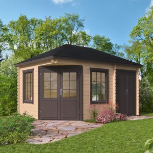 Blokhut - - Blokhut - Tuinhuis Agnes | 44 mm | vuren bruin geïmpregneerd