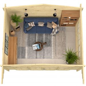 Blokhut - - Blokhut - Tuinhuis Blackpool | 58 mm | vuren grijs geïmpregneerd