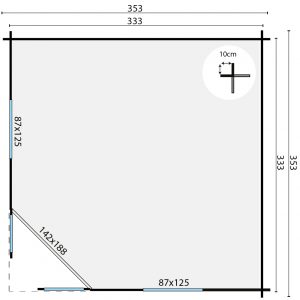 Blokhut - - Blokhut - Tuinhuis Nilsson | 44 mm | vuren grijs geïmpregneerd