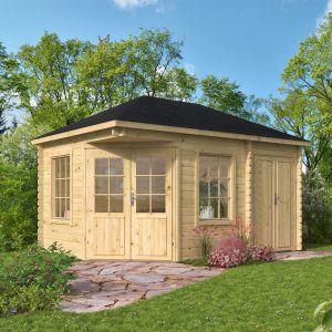 Blokhut - - Blokhut - Tuinhuis Agnes | 44 mm | vuren honinggeel geïmpregneerd