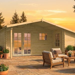 Blokhut - - Blokhut - Tuinhuis Wolfgang | 44 mm | vuren grijs geïmpregneerd