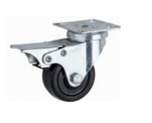 Zwenkwiel Ø50mm - zilver - met rem - PP wiel