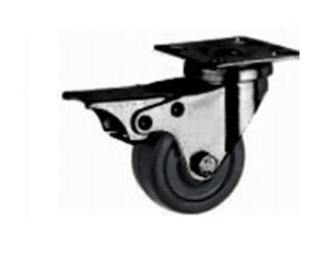 Zwenkwiel Ø50mm - zwart - met rem - PP wiel