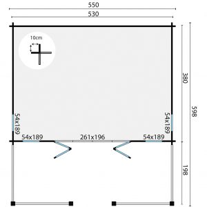 Blokhut - - Blokhut - Tuinhuis Olaug | 44 mm | vuren grijs geïmpregneerd