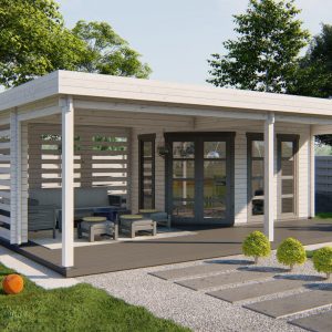 Blokhut - - Blokhut - Tuinhuis Oletha | 40 mm | vuren groen geïmpregneerd