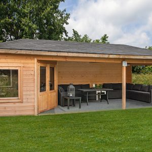 Blokhut - - Blokhut - Tuinhuis Paiva | 44 mm | vuren grijs geïmpregneerd