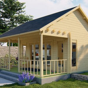 Blokhut - - Blokhut - Tuinhuis Olaug | 44 mm | vuren groen geïmpregneerd