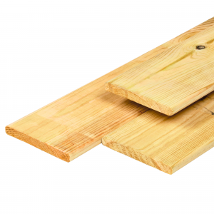 Douglas plank - Douglas plank 1,6 x 14,0 x 400 cm, gedroogd, honinggeel geïmpregneerd, geschaafd, 4 ronde hoeken