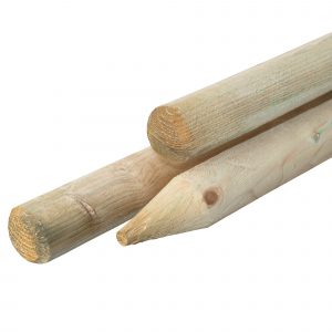 Grenen pallisade - Grenen pallisade Ø 6,0 x 180 cm, groen geïmpregneerd, gepunt, rond gefreesd, gekruind