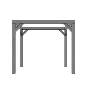 Vuren pergola houtpakket 300 x 300 cm t.b.v. strakdoek 292 x 292 cm, zwart gedompeld. - Woodvision