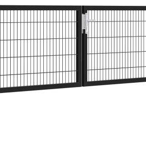 Hillfence metalen dubbele poort Premium-line inclusief slot, 300 x 100 cm, zwart. - Woodvision