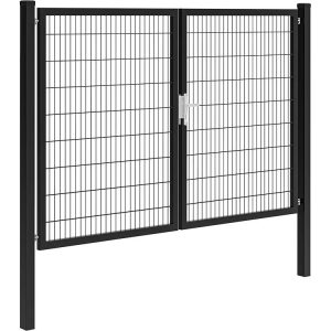Hillfence metalen dubbele poort Premium-line inclusief slot, 300 x 180 cm, zwart. - Woodvision