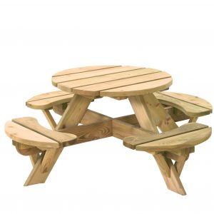 Kinderpicknicktafel rond Jimmy, doorsnede blad 63 cm, groen geïmpregneerd. - Woodvision