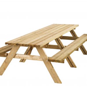 Picknicktafel Lange Jan, 40 mm dik, bladmaat 300 x 70 cm, groen geïmpregneerd. - Woodvision
