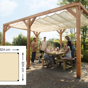 Douglas pergola houtpakket 324 x 324 cm t.b.v. schaduwdoek 290 x 300 cm, kleurloos geïmpregneerd. - Woodvision