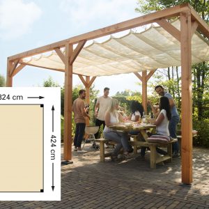 Douglas pergola houtpakket 324 x 424 cm t.b.v. schaduwdoek 290 x 400 cm, kleurloos geïmpregneerd. - Woodvision